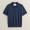 Slub Cotton Blend Short Sleeve Polo Sweater