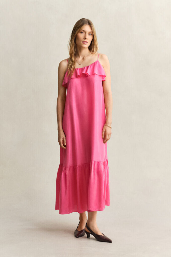 Strappy Silk Midi Dress