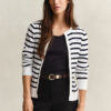 Striped Cable Knit Cardigan