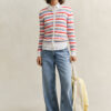 Striped Cable Knit Cardigan