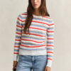Striped Cable Knit Crew Neck Sweater