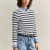 Striped Cable Knit Crew Neck Sweater