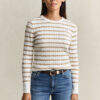 Striped Cable Knit Crew Neck Sweater