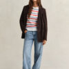 Striped Cable Knit Crew Neck Sweater