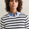 Striped Cable Knit Crew Neck Sweater