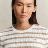 Striped Cable Knit Crew Neck Sweater