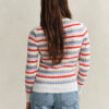 Striped Cable Knit Crew Neck Sweater