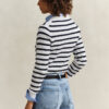 Striped Cable Knit Crew Neck Sweater
