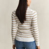 Striped Cable Knit Crew Neck Sweater