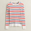 Striped Cable Knit Crew Neck Sweater