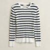 Striped Cable Knit Crew Neck Sweater
