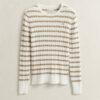 Striped Cable Knit Crew Neck Sweater