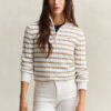 Striped Cable Knit Half-Zip Sweater