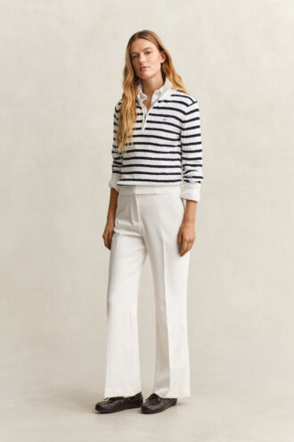 Striped Cable Knit Half-Zip Sweater