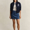 Striped Cable Knit Short Sleeve Sweater