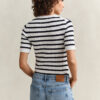 Striped Cable Knit Short Sleeve Sweater