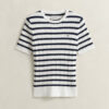 Striped Cable Knit Short Sleeve Sweater