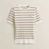 Striped Cable Knit Short Sleeve Sweater