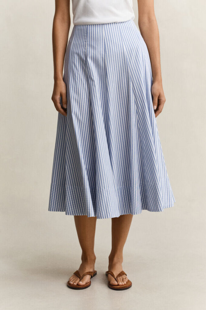 Striped Cotton Midi Skirt
