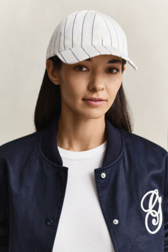 Striped Linen Blend Cap