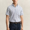 Striped Linen Blend Short Sleeve Shirt