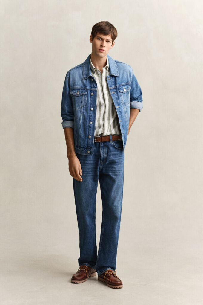 Striped Linen Blend Short Sleeve Shirt