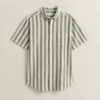 Striped Linen Blend Short Sleeve Shirt