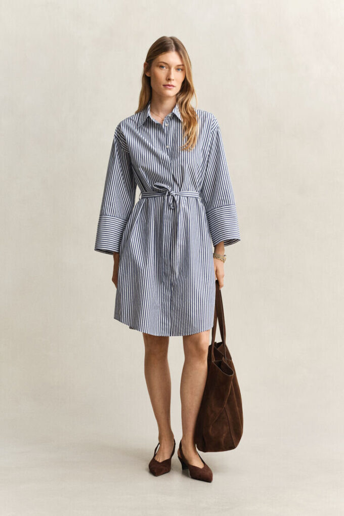 Striped Poplin Shirt Dress