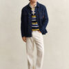 Striped Rib Polo Sweater