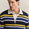 Striped Rib Polo Sweater
