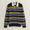Striped Rib Polo Sweater