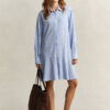 Striped Seersucker Shirt Dress