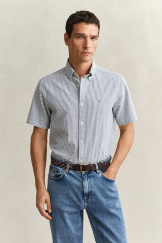 Striped Seersucker Short Sleeve Shirt