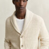 Textured Cotton Blend Cardigan