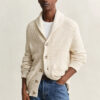 Textured Cotton Blend Cardigan