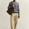 Textured Cotton Crew Neck Sweater