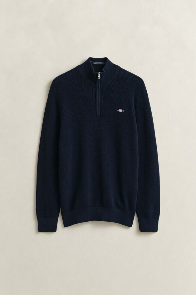 Textured Cotton Half-Zip Sweater
