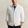 Textured Cotton Zip Cardigan