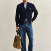 Textured Cotton Zip Cardigan