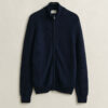Textured Cotton Zip Cardigan