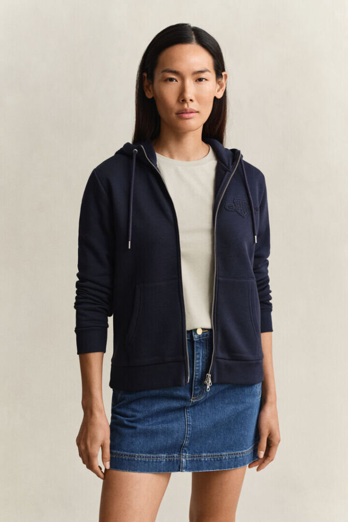Tonal Shield Zip Hoodie