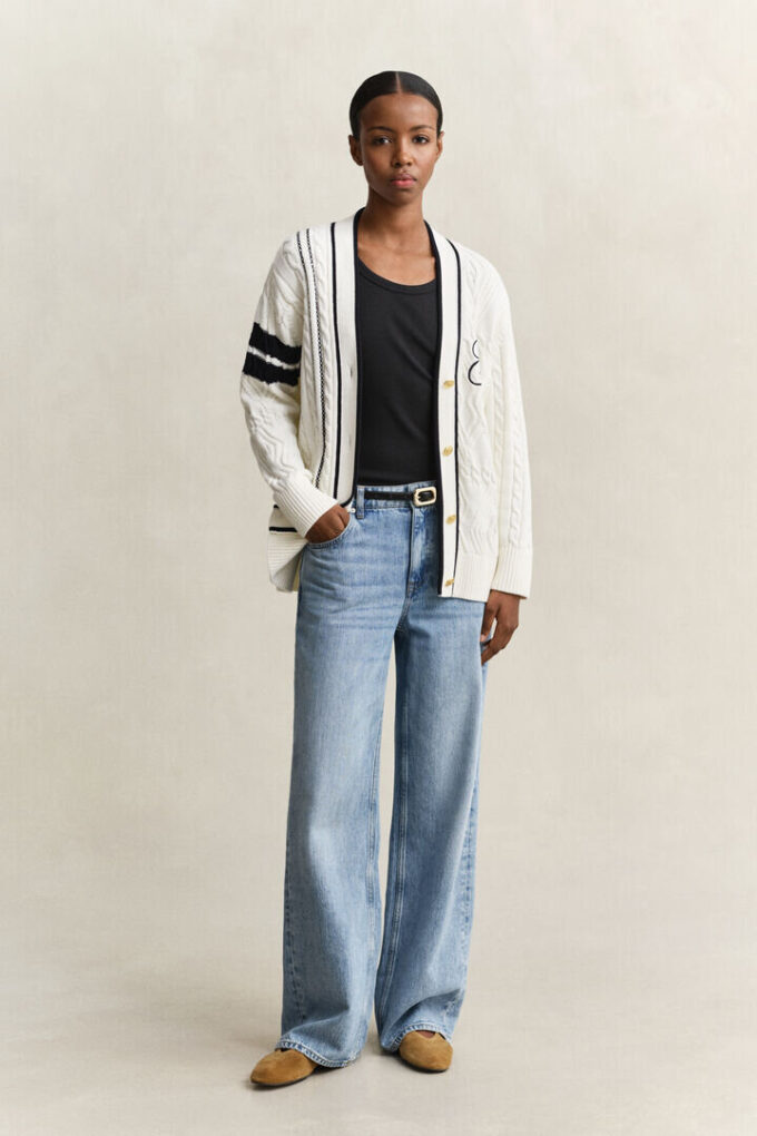 Varsity Cable Knit Cardigan